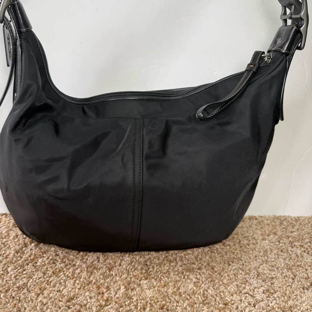 COACH Rare Vintage Y2K Black Microfiber Nylon Convertible Hobo XBody #6256 - Picture 6 of 16